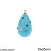 Glass Egg Pendant with Enamel 15x25mm