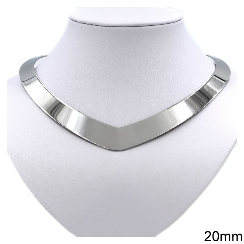 Stainless Steel Flat 'V' Collar Necklace 20mm