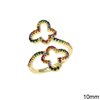 Δαχτυλίδι Μεταλλικό  Πεταλούδες με Πολύχρωμα Ζιργκόν 10mm