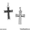 Stainless Steel Double Pendant Cross 10x28x40mm