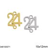 2024 Stainless Steel New Years Lucky Charm "24" 15x12mm