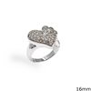 Silver 925  Ring Heart with Zircon 16mm