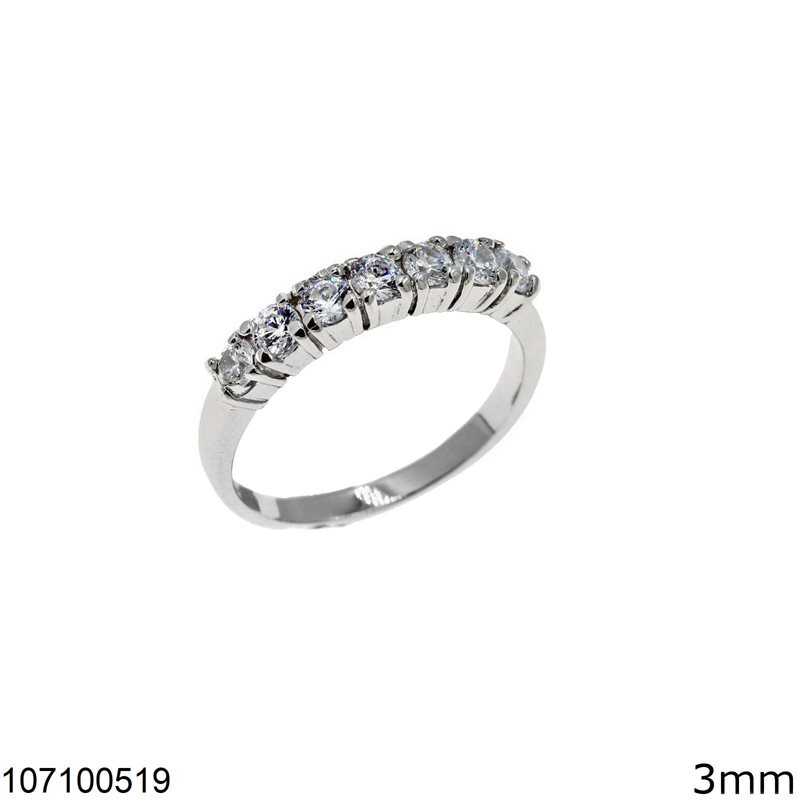 Δαχτυλίδι Ασημένιο 925 Βέρα με Ζιργκόν 3mm