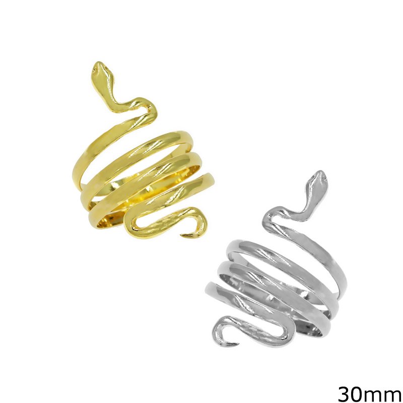 Silver 925 Lustre Ring Snake 30mm