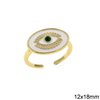 Metallic Evil Eye Ring with Enamel 12x18mm