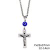 Stainless Steel Car Amulet Cross with Jesus Christ 7x22x37mm and Evil Eye,12-14cm