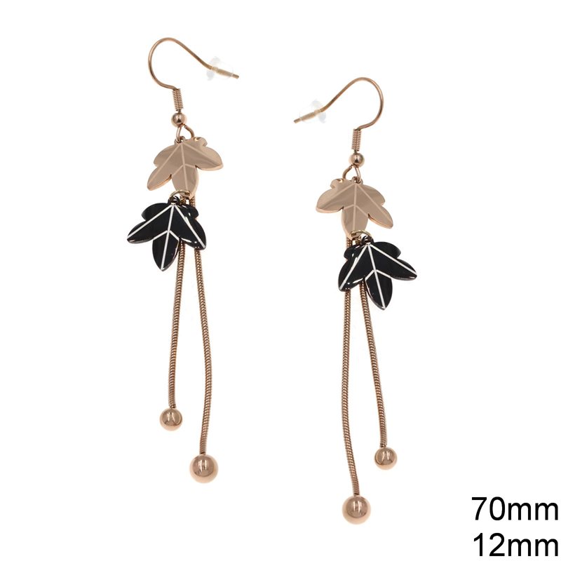 Stainless Steel Earrings Fig Leaves 12mm