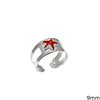 Silver  925 Childrens Ring Enameled Starfish 9mm