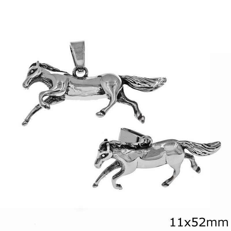 Stainless Steel Pendant Horse 11x52mm
