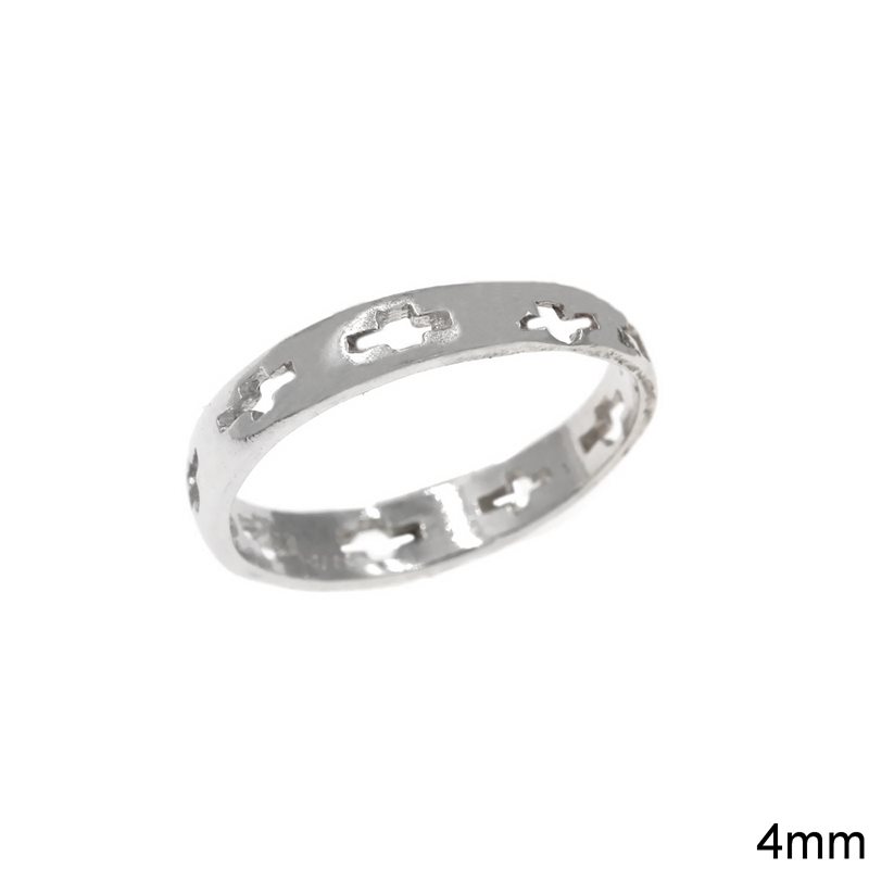 Silver  925  Ring with Crosses 4mm