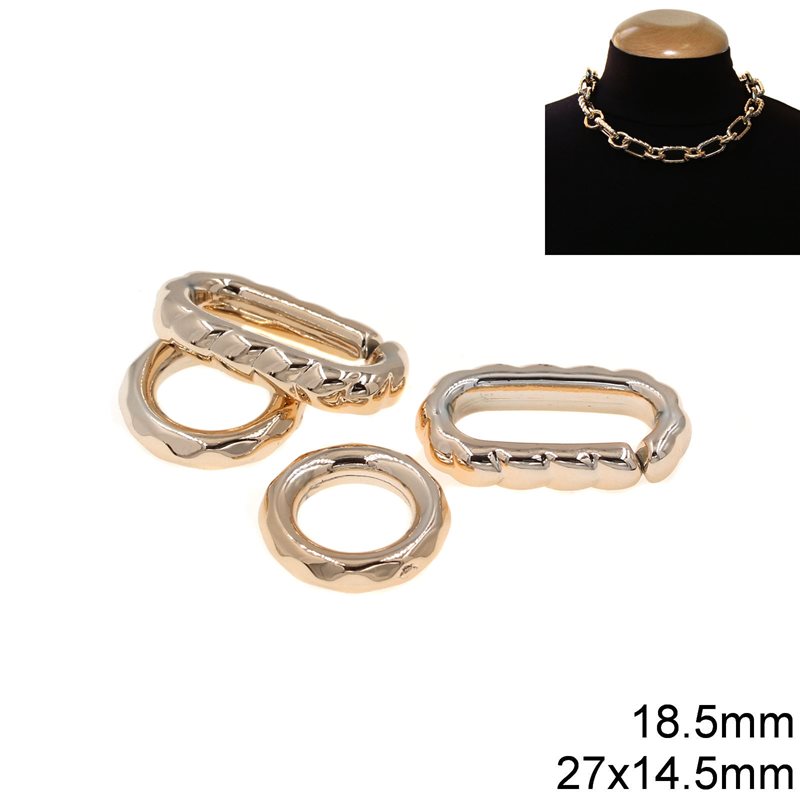 CCB Chain Link 18.5mm and 27x14.5mm UV 33pcs/m, Gold color