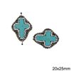 Turquoise Cross Bead with Marcasite 20x25mm