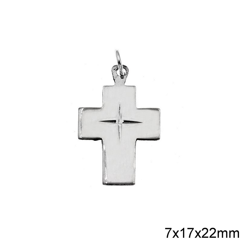 Silver 925 Stamped Pendant Cross 7x17x22mm