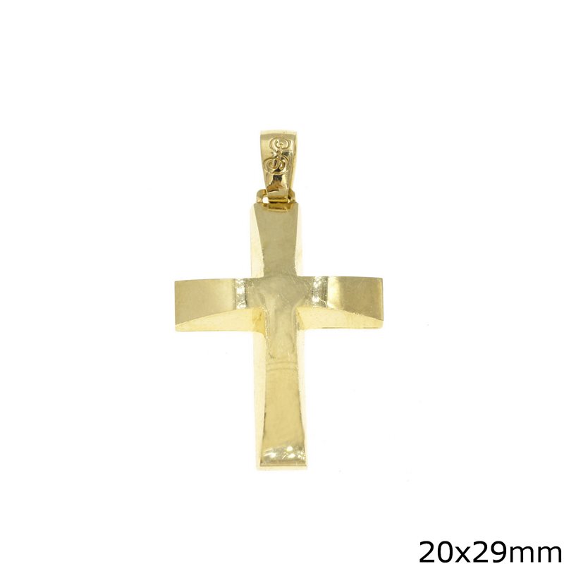 Gold Curved Pendant Cross 20x29mm K14 2.99gr