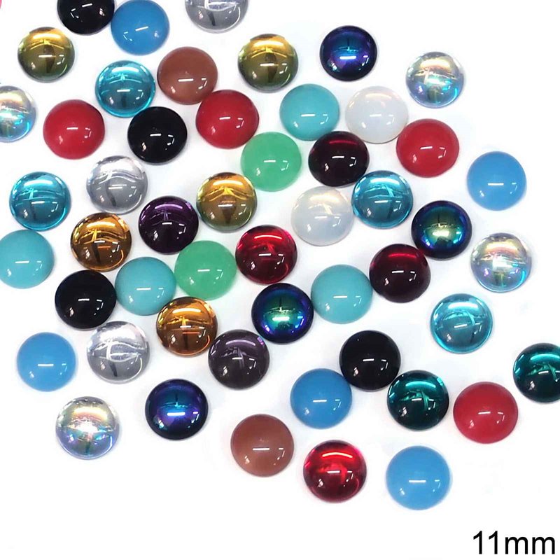 Glass Round Cabochon Stone 11mm