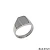 Silver  925 Male Ring with Rectangular Plate 8x14mm