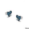 Silver 925 Earrings Heart with Zircon & Enameled Star 10mm