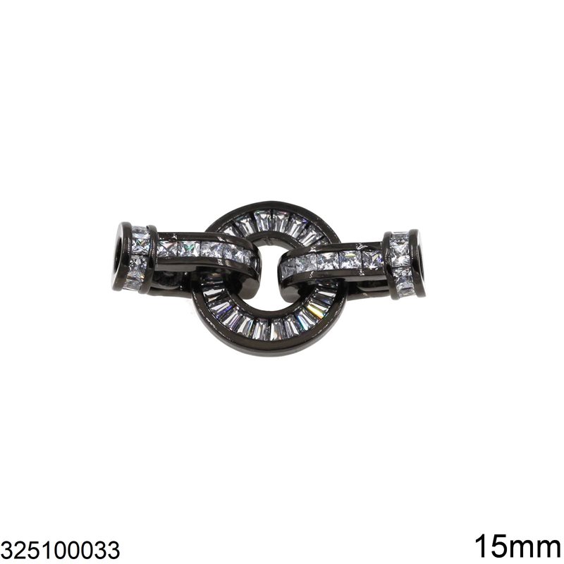 Round Clasp with Hooks and Zircon Baguettes 15mm