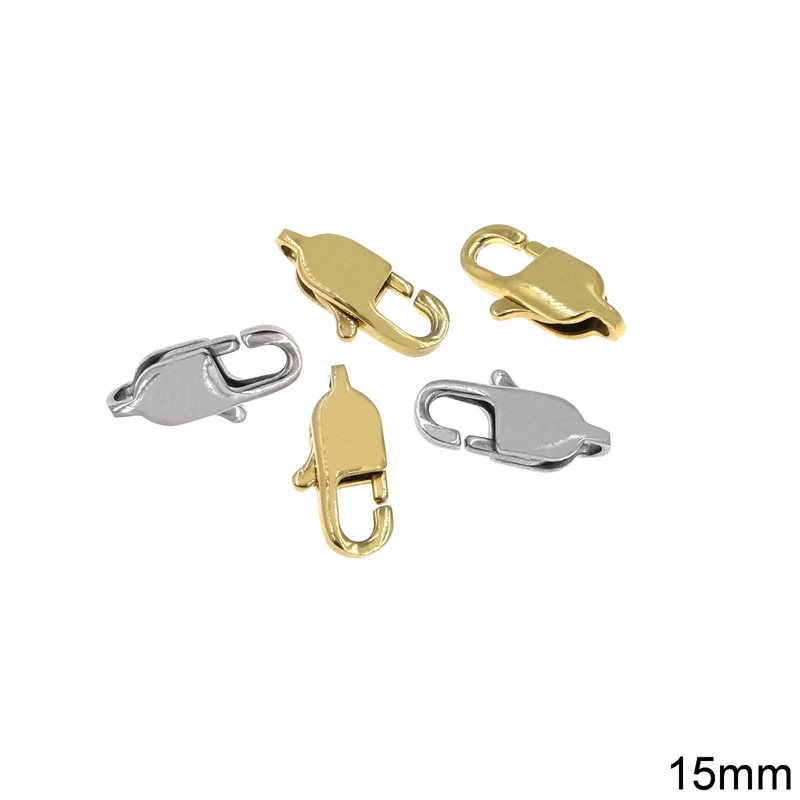 Stainless Steel Oval Lobster Claw Clasp 15mm