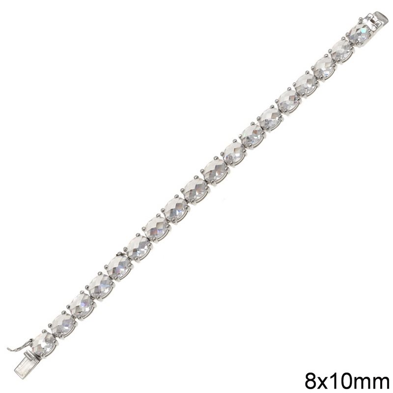 Silver 925 Bracelet with Oval Zircon 8x10mm
