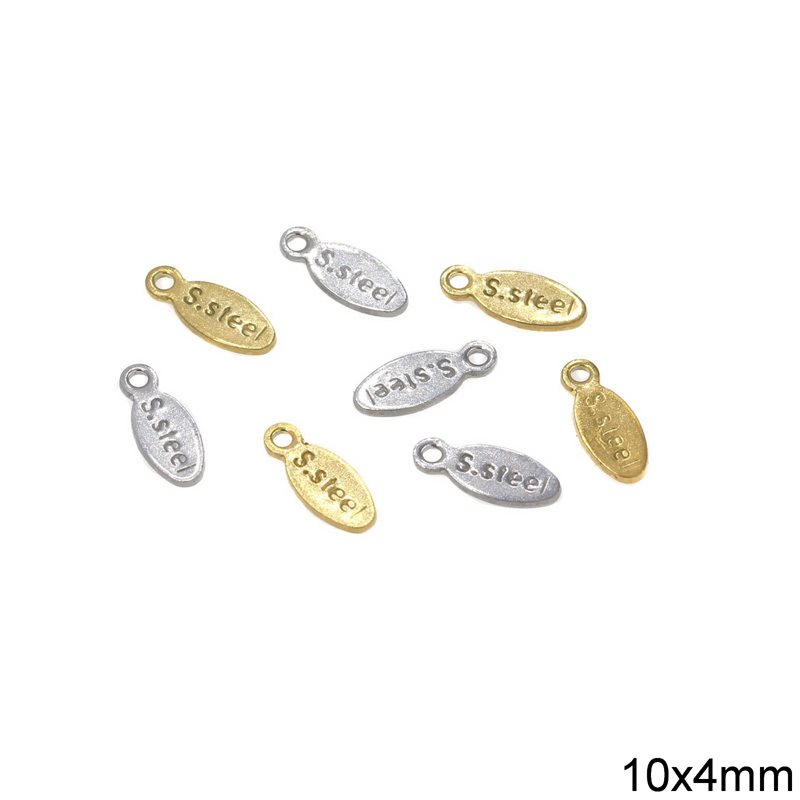 Stainless Steel Oval Tag "S.steel" 10x4mm
