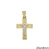 Gold Matte Cross Pendant 25x18mm and Jesus Christ K14 2.02gr