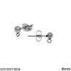 Stainless Steel Earstud with Ball 4-8mm : Open Ring 