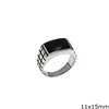 Silver  925 Male Ring with Onyx Stone 11x15mm