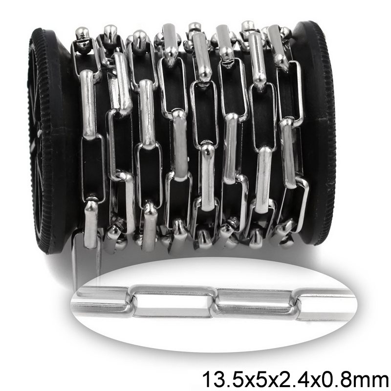 Stainless Steel Box Chain Electropolished  14x5x2.4x0.8mm