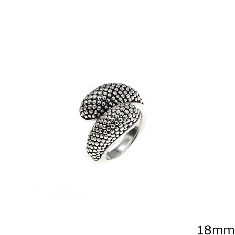 Δαχτυλίδι Ασημένιo 925 Στριφτό Μπούλ 18mm