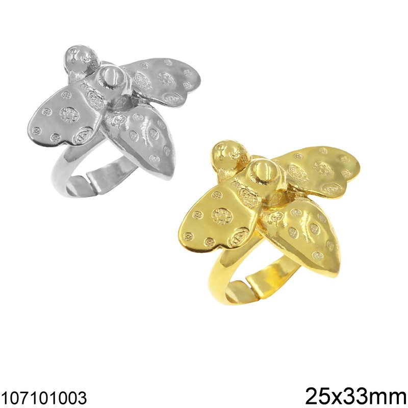 Silver Ring Bee 25x33mm