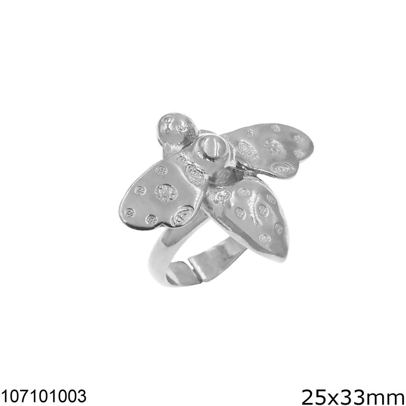 Silver Ring Bee 25x33mm