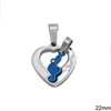 Stainless Steel Pendant Heart with Sol Key 22mm