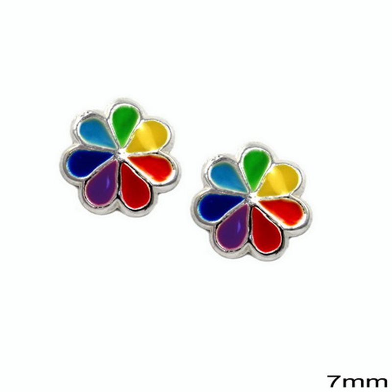 Silver 925 Childrens Earrings  Flower 7mm