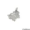 Silver 925 Stamped Pendant Butterfly 17x20mm