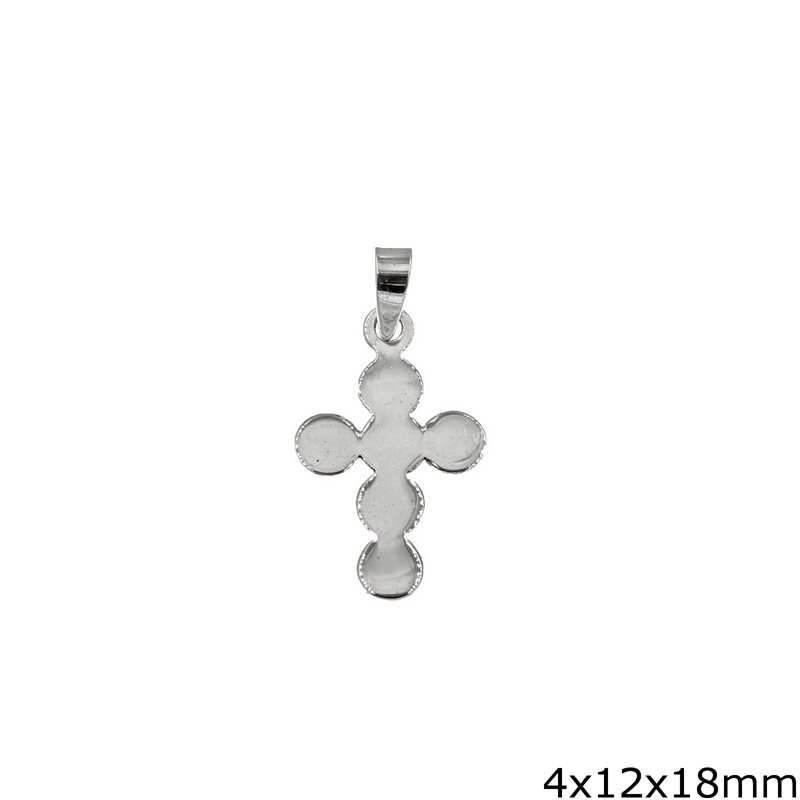 Silver 925 Stamped Pendant Cross 4x12x18mm