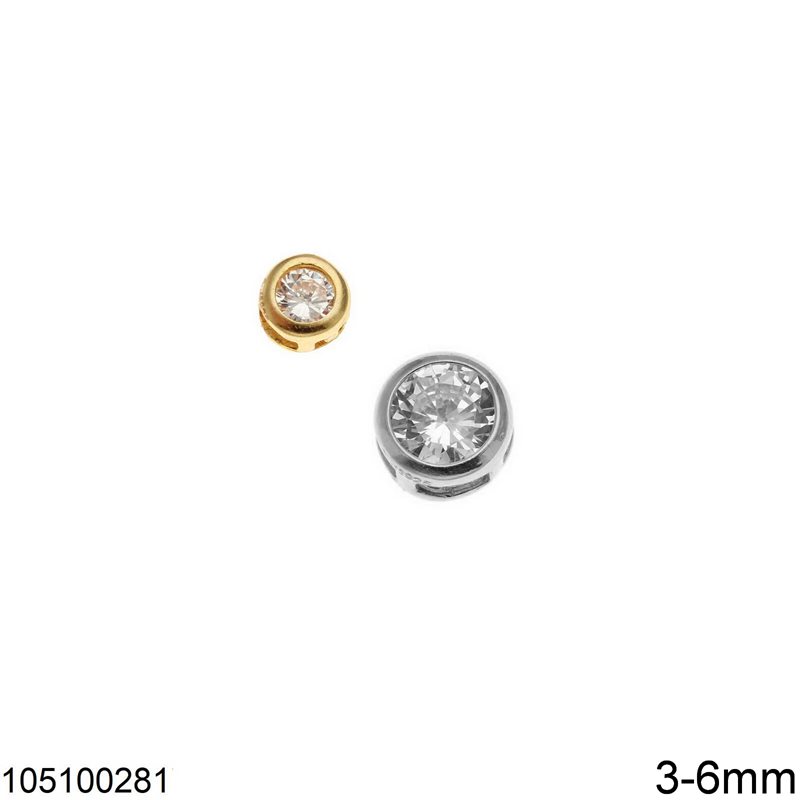 Silver 925 Round Pendant with Zircon 3-6mm