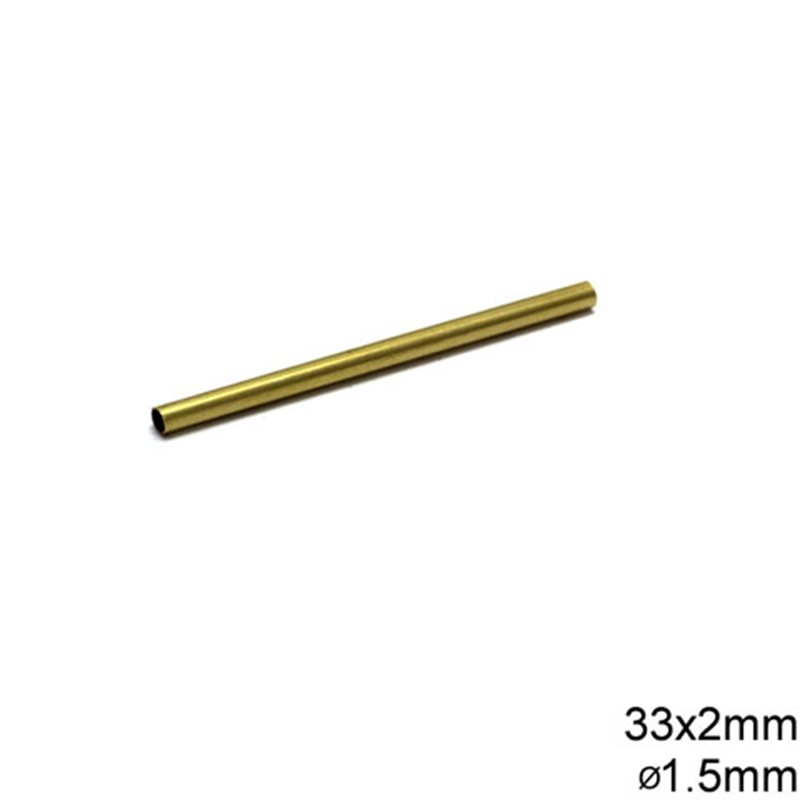 Brass Tube Bead 33x2mm with 1.5mm hole