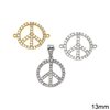 Silver925  Pendant & Spacer Peace Signl with Zircon 13mm