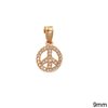 Silver 925 Pendant & Spacer Peace Sign with Zircon 9mm