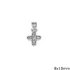 Silver 925 Pendant Cross with Curved Edges 8x10mm