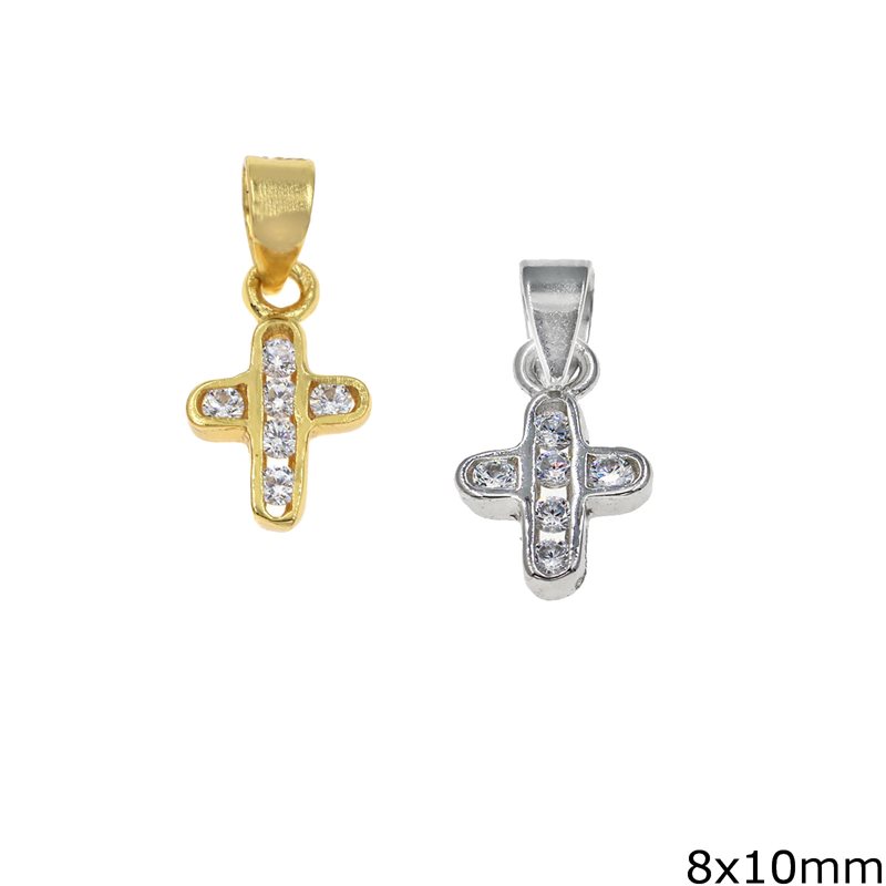 Silver 925 Pendant Cross with Curved Edges 8x10mm