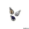 Silver 925 Pearshaped Pendant with Semi Precious Stone 6x9mm