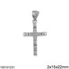 Silver 925 Pendant Cross with Zircon 2x15x22mm
