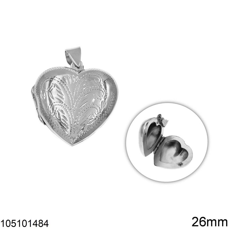 Silver 925 Locket Pendant Heart 26mm