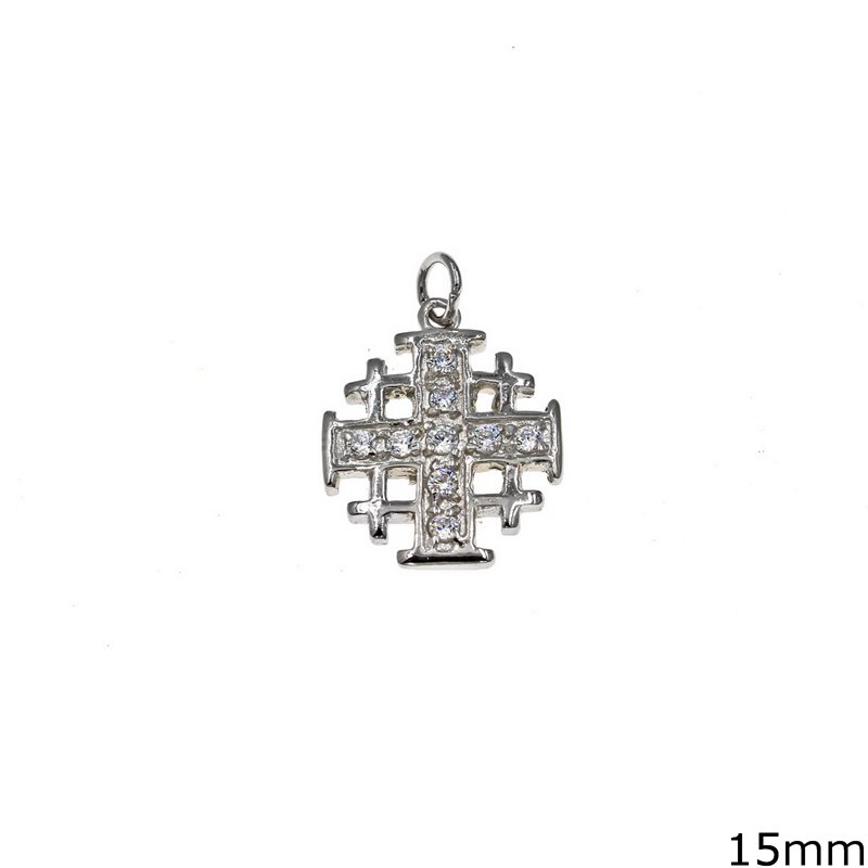 Silver 925 Pendant Cross with Zircon 15mm