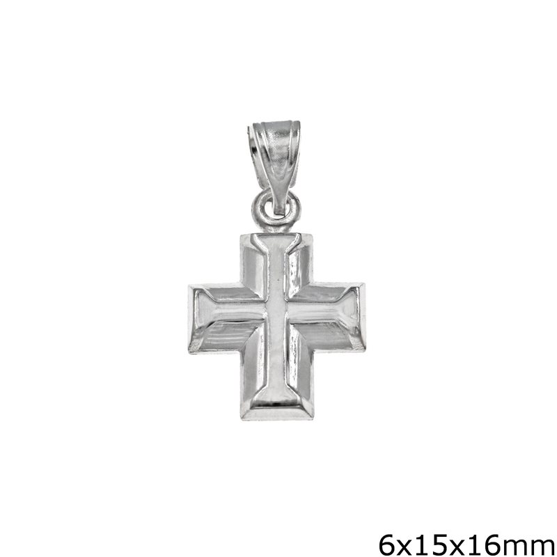 Silver 925  Lustre Cross Pendant 6x15x16mm