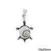 Silver 925 Pendant Turtle with Shiva's Eye 10x20mm