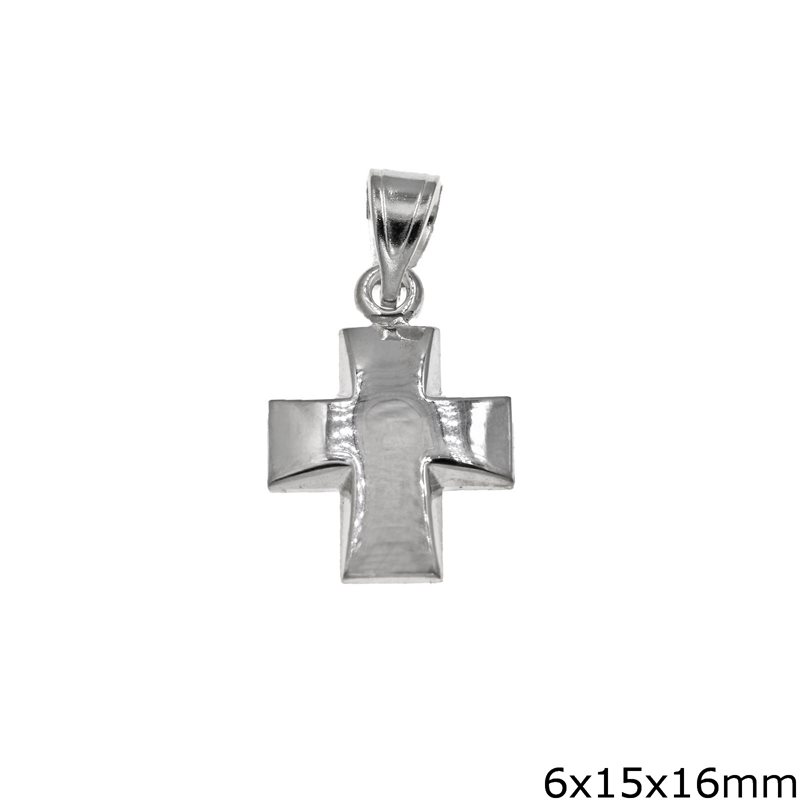 Silver 925 Bold Cross Pendant Lustre 6x15x16mm