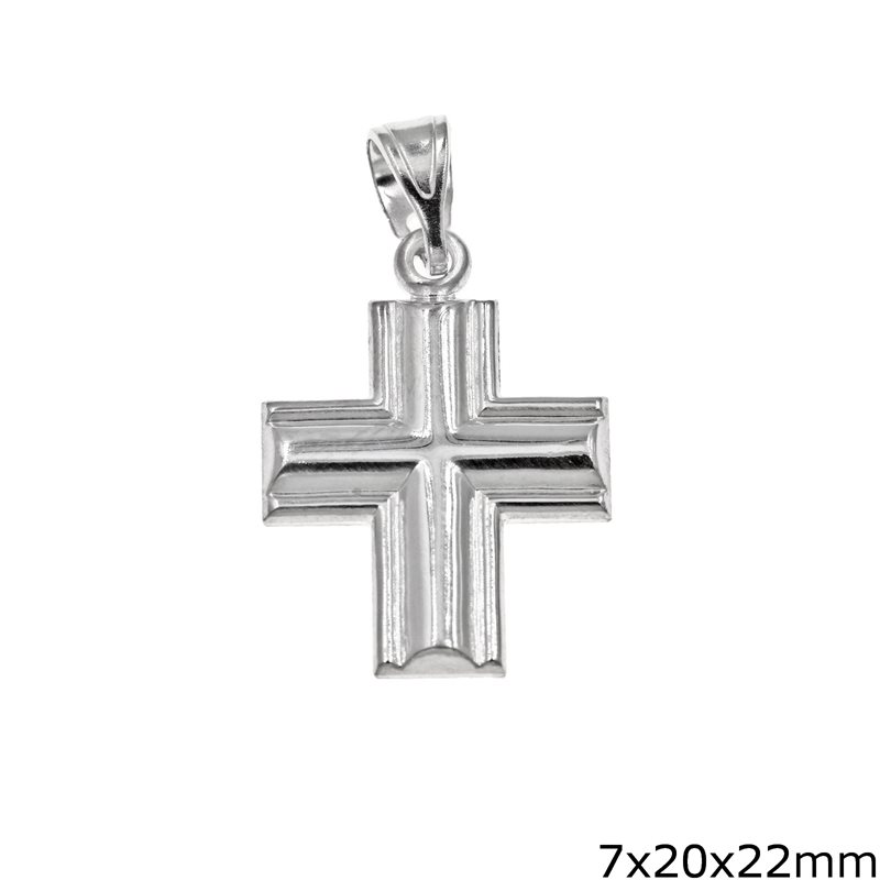 Silver 925 Cross Pendant Lustre 7x20x22mm
